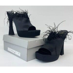 OLIVIA FERGUSON / Funkietowe / Black / Feather / Trim Platform / Heels / Stilett